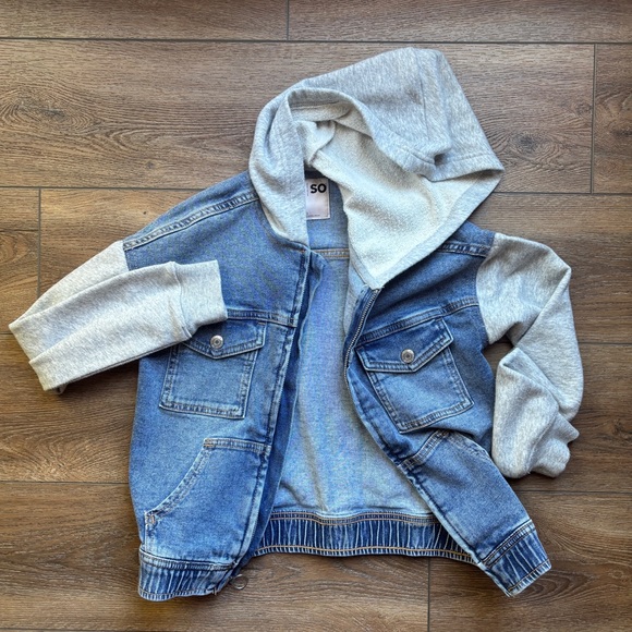 SO Denim Jacket with Gray Hood - Picture 2 of 5